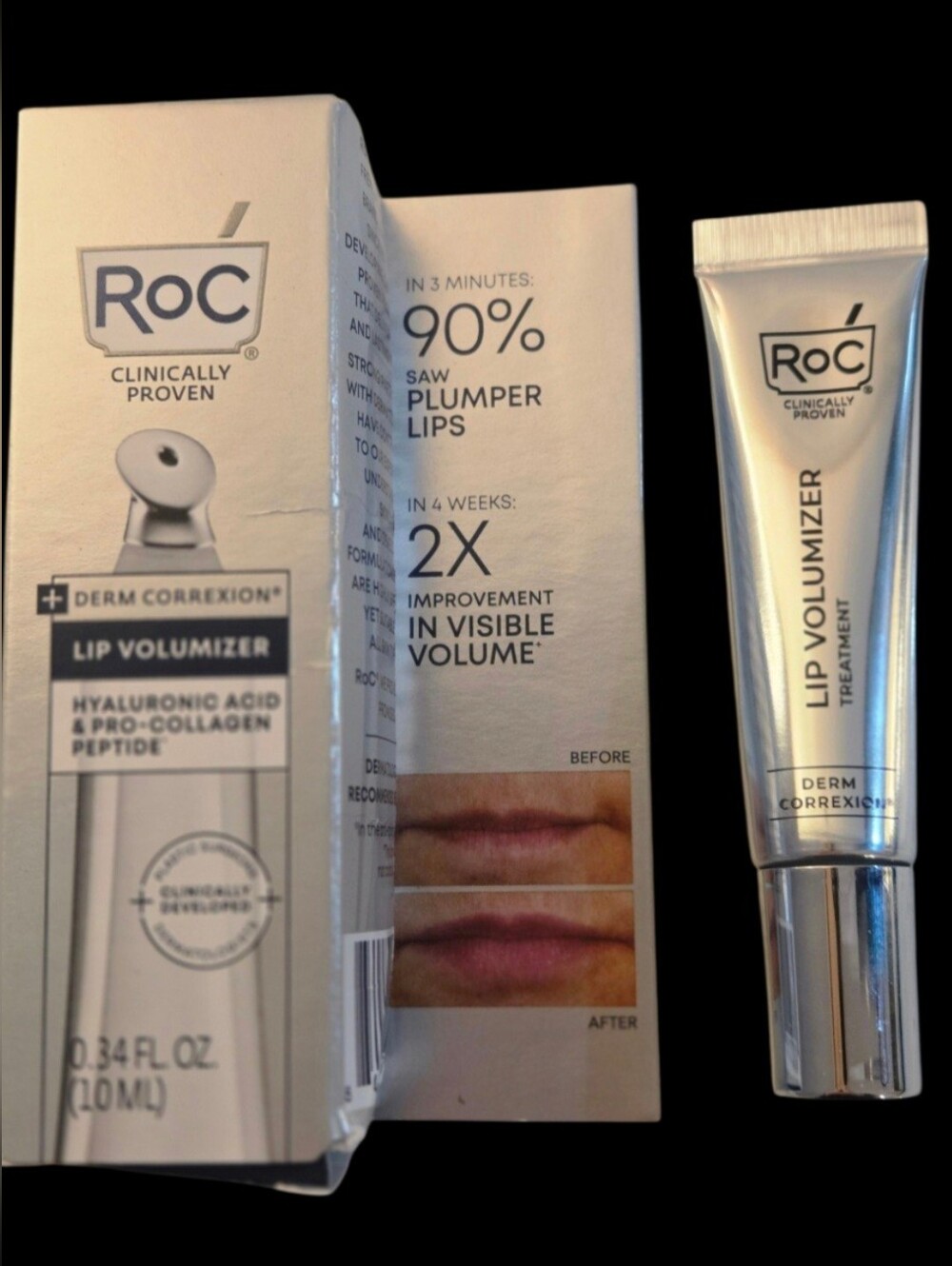 Roc DERM CORREXION Lip Volumizer .34oz BNIB Hyaluronic Acid & Pro-Collagen Pepti